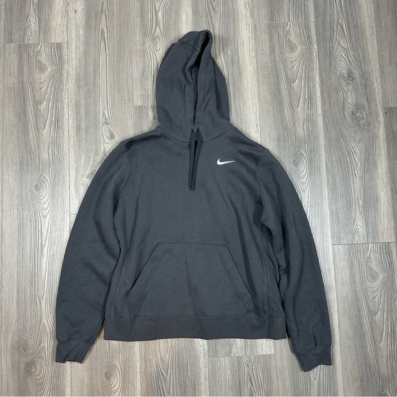 Nike Women's Dark Gray Club Pullover Hoodie Fleece Kangaroo Pocket NWT Size L - Picture 1 of 6